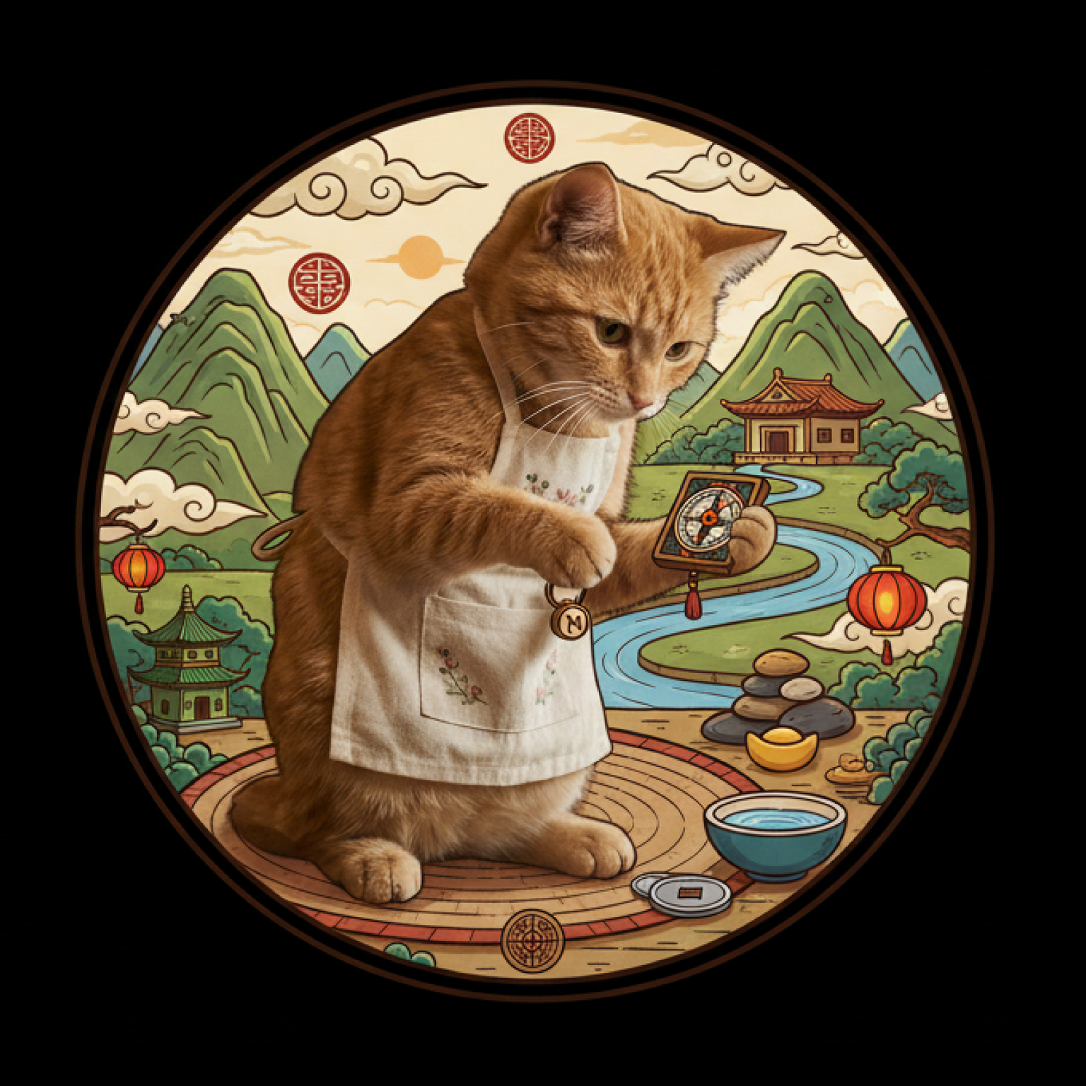 풍수지리 AI 분석 - 고양이 풍수 도사 캐릭터